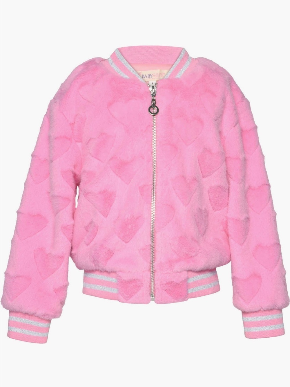 Truly Me Kids’ Faux Fur Heart Bomber Jacket - Pink - Girls' Size 5